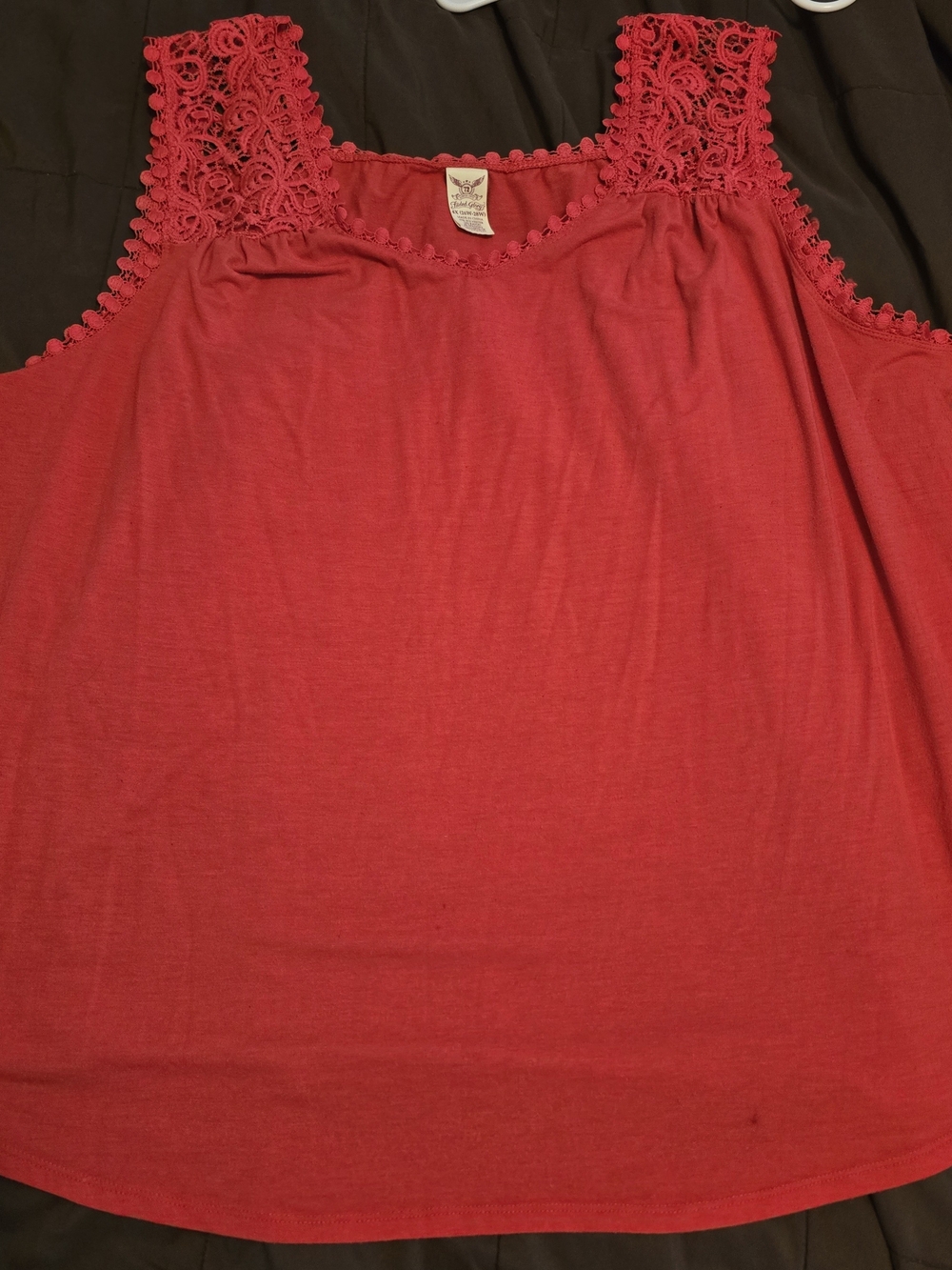 Faded Glory Red Crochet-Trim Tank Top